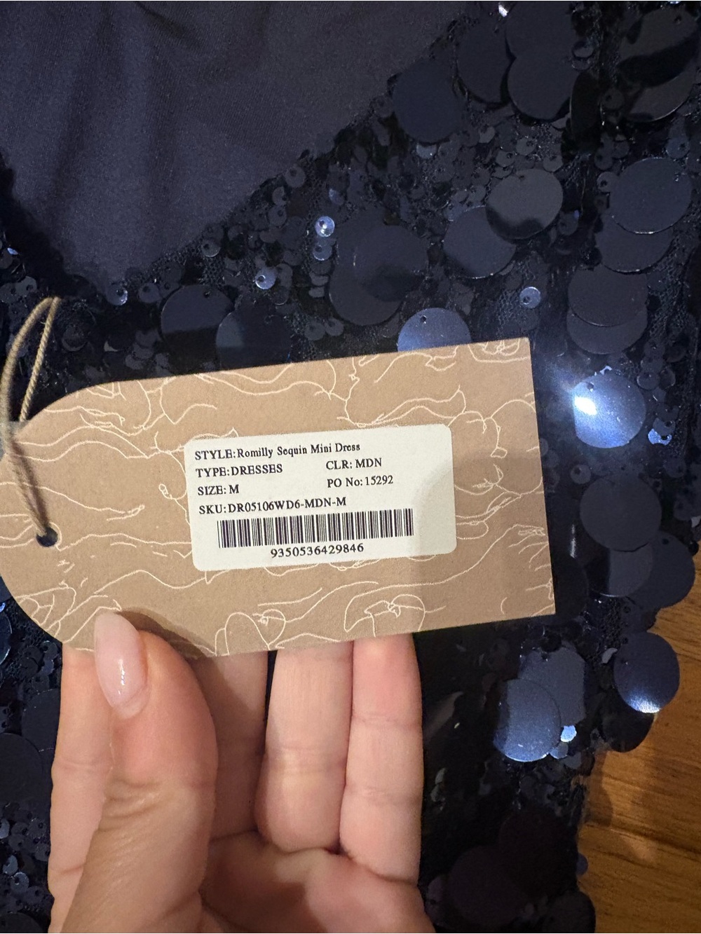NWT Meshki Romilly Sequin Mini dress in Midnight - Picture 3 of 4